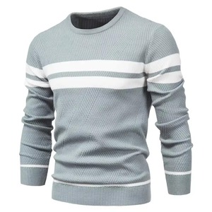Suéter de Punto Gris para Hombre, Cuello Redondo, Corte Ajustado, Estilo Casual, Otoñal, Manga Larga, de la Mejor Calidad, Nuevo - Product Image 1