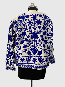 Veste à col mandarin brodée à la main avec des motifs floraux, manches longues, en coton, taille plus, vêtements de printemps pour femmes, style Prairie Chic - Product Image 5