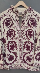 Beautiful Unisex Short Winter Suzani <b>Jacket</b> Hand Embroidery <b>Quilted</b> 100% Cotton Breathable V-neck Floral <b>Pattern</b> Eco-Friendly - Product Image 2