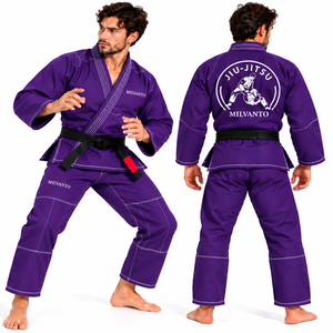 Kimono de Jiu-Jitsu Brésilien (BJJ) Personnalisé Violet 450 GSM Tissage Perlé pour Entraînement et Compétition d'Arts Martiaux OEM ODM - Product Image 1