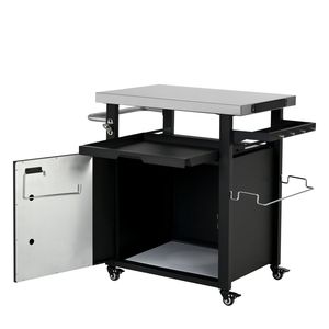 Carrello da Esterno K K 39.5'' con Piano in Acciaio Inox, Armadietto Portaoggetti, Forno per Pizza e Ruote - Carrello Bar da Esterno - Product Image 5