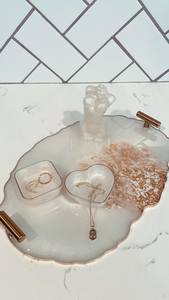 Royal Resin Vanity Tray with Luxury Crystal Design Decorative <b>Makeup</b> Organizer for Bedroom Bathroom and <b>Dressing</b> <b>Table</b> - Product Image 1