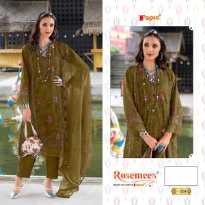 Bas Santoon lourd et terne élégant brodé en organza Shalwar Kameez et Dupatta pour les fêtes exigeantes spéciales Eid - Product Image 3