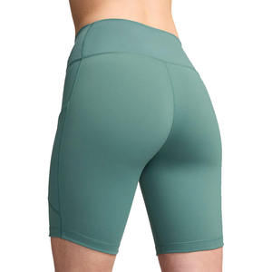 Shorts de yoga taille haute à découpes, vert uni, en Spandex/Nylon, extensible dans quatre directions, taille élastique, poches, nouveau design - Product Image 2