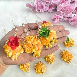 Nueva flor personalizada Maang Tikka joyería para Haldi Mehndi regalos nupciales damas de honor boda Mehndi joyería - Product Image 5