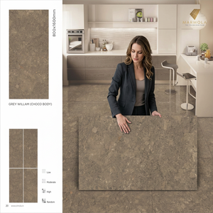Grey Willan Marble Look Polished Porcelain Tiles 800x1600mm Acid-Resistant Antibacterial Non-Slip Elegant Floor Wall Interior - Product Image 4