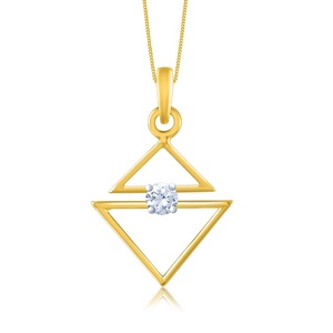 Colgante de Oro con Cristales de Doble Triángulo y Diamantes Cultivados en Laboratorio con Corte Redondo, Moderno y Elegante para Mujer - Product Image 1