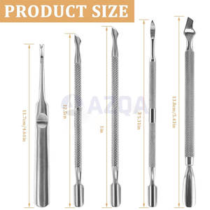 Pousse-cuticules et coupe-cuticules double embout personnalisé en acier inoxydable, outil de manucure professionnel à double tête - Product Image 2