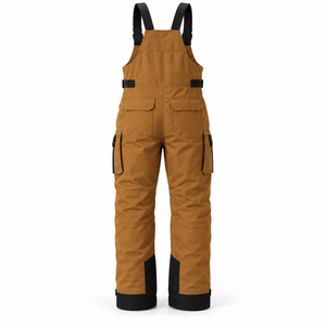 Mens Breathable Cotton Workwear Bib Overalls Reinforced <b>Knee</b> Panels Cargo Pockets Adjustable Shoulder <b>Straps</b> Front Zip - Product Image 3