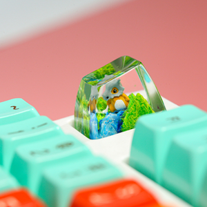 คีย์แคปช่างฝีมือแห่งป่าลึกลับ, คีย์แคปแบบกำหนดเอง, คีย์แคปอนิเมะน่ารัก, คีย์แคปสีเขียว, ชุดคีย์แคป, คีย์แคปไม้ - Product Image 3