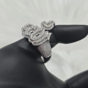 925 Sterling Silver Gold Plated <b>Iced</b> Out Cluster Allah Engagement Hip Hop Style Wedding <b>Ring</b> Special Occasion Anniversary Gift - Product Image 4