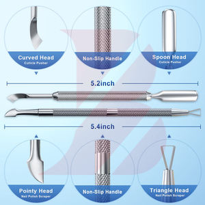 2 pièces Repousse-cuticules et grattoir en métal argenté, Outil grattoir à gel en acier inoxydable, Outil de décollement de vernis à ongles, Outils de manucure - Product Image 2