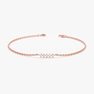 Mini Diamond Bar Bracelet 14K Solid Gold Dainty Diamond <b>Charm</b> Bracelet White Yellow Rose Gold Minimalist Jewelry Gift for Women - Product Image 5