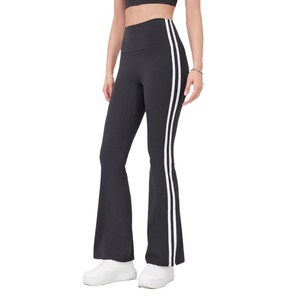 High Waist <b>Flare</b> Yoga <b>Leggings</b> Side Stripe Quick Dry Stretch Workout Pants for Gym Training Lounge Wear - Product Image 3