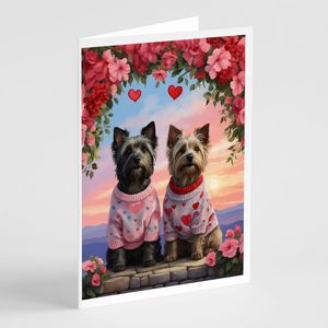 Whimsical A7 Size <b>5x7</b> Two Hearts Skye Terrier Greeting Cards Pack of 8 Blank Note Cards with <b>Envelopes</b> - Product Image 1