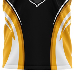 Maillot de football pour homme noir et jaune à col en V, impression sublimée, évacuation de l'humidité, manches courtes, coupe classique, vêtements de sport pour adultes - Product Image 2