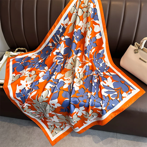 90*90Cm Square Scarf Twill Silk Feeling Women Head Shawls and <b>Wraps</b> Luxury Hair Tree Print <b>Neck</b> Scarves Hijab Bandana Pashmina - Product Image 4