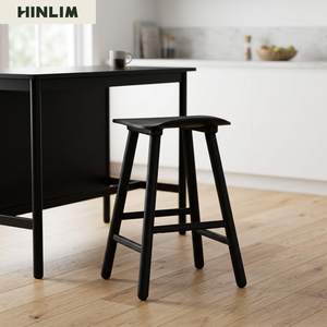 Modern <b>Black</b> Wood Counter Stool Minimalist Design Durable Home Furniture for Apartment Living Room - Product Image 1