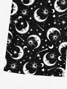 Pantalones cortos informales para hombre con estampado de estrellas y luna personalizados, pantalones cortos de playa con cordón y estampado completo, ropa de calle ligera para verano - Product Image 3