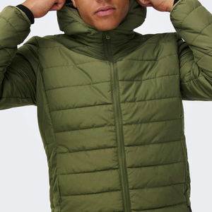 Chaqueta Acolchada Ligera para Hombre, con Cierre Completo, Resistente al Agua, Color Verde, Diseño Personalizado - Product Image 5