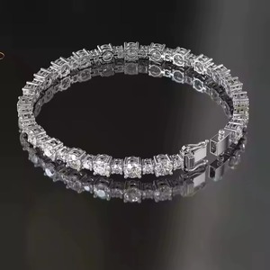 14k Solid Gold Tennis Bracelet with Emerald Oval Cut Lab Grown Diamond Diamond Bracelets & <b>Bangles</b> for Women and <b>Men</b> - Product Image 4