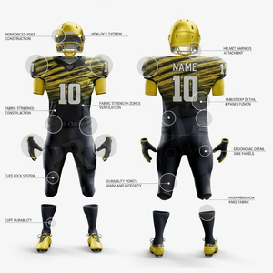 Uniformes de football américain personnalisés en maille polyester 220 GSM respirants et à séchage rapide, vêtements de sport, uniformes colorés de style nouveau pour hommes - Product Image 2