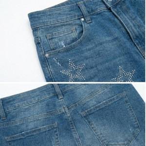 Manufacturer High Quality Vintage Cotton Custom Rhinestones Logo <b>Jeans</b> Shorts <b>Men</b> Acid Wash Sun Faded Jort Shorts - Product Image 6