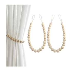 Newly Acacia Wood Beaded <b>Curtain</b> Ticback Nursery Farmhouse Wood <b>Curtain</b> Ticback - Product Image 1