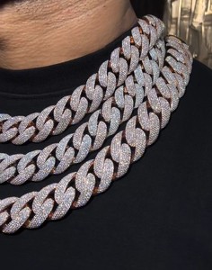 Cadena Cubana de Plata 925 con Incrustaciones de Moissanita de 20 mm y 4 Filas, Joyería Hip Hop de Alta Calidad para Hombre, Cadena Cubana con Certificado GRA - Product Image 5