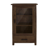 Mini-armoire de rangement en teck sculpté à la main, style rustique, pour entrée, hôtel, salon, bibliothèque, 4 étagères, pour la maison