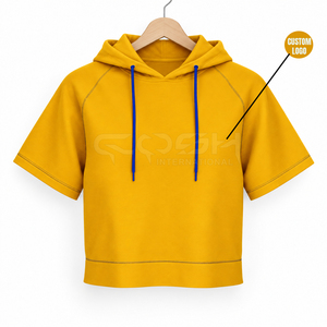 Sudadera Corta Amarilla de la Hermandad Cosh International Sorority, Sudadera de Algodón Tejido de Color Sólido con Logotipo Personalizado - Product Image 1