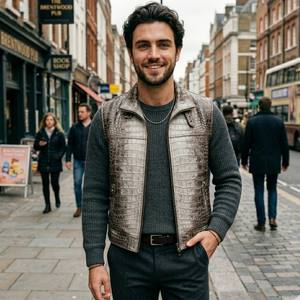 Chaleco de Cuero Genuino para Hombre, con Diseño Otoñal, Resistente al Viento, Transpirable, para Motocicleta, Personalizable - Product Image 4