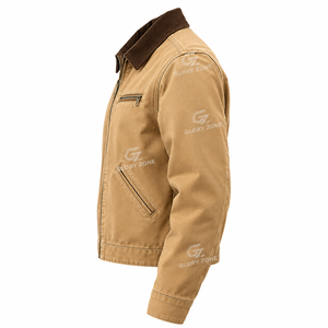 Chaqueta vaquera Glory Zone personalizada, extragrande, con cierre de cremallera de color, estilo urbano moderno, abrigo de invierno para uso unisex. - Product Image 3
