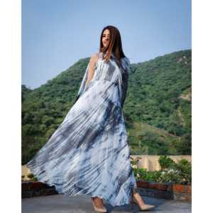 Ensemble de costume à volants en tissu de chiffon pur blanc tie-dye pour femmes, taille XS - Product Image 3