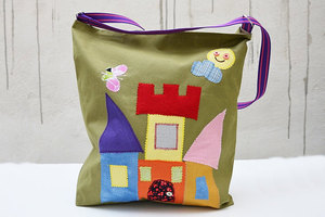 Cartoon Sailboat Handmade Canvas Applique work <b>Medium</b> <b>Size</b> Daily Use Shoulder <b>handbags</b> Wholesale - Product Image 3