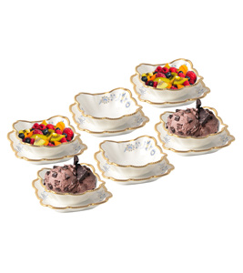 Nuevo frutero de porcelana fina con diseño lujoso y platillo, multiusos, color blanco, para fiestas, diseño lujoso - Product Image 1