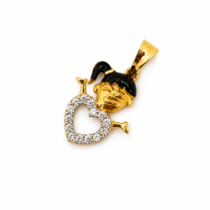 18ct Yellow Gold <b>Heart</b> Diamond Clown Pendant for Women Unisex High Polish Cartoon Party Gift Daily Wear Jewelry Pendant - Product Image 3