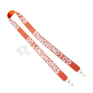 Longhorns Go Sangles de sac de perles de rocaille en or blanc personnalisées 'Hook Em Horns' Accessoire Sangle de sac à main perlée à la mode - Product Image 1