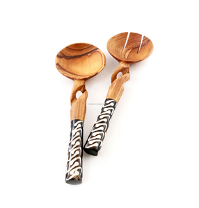 Couverts de table en bois massif de dernière conception de l'exportateur indien en vrac cuillères de service de cuisine et de fête - Product Image 3