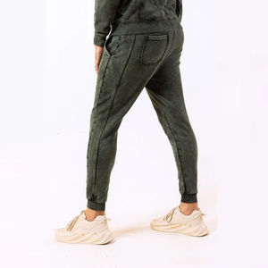 Pantalon de survêtement décontracté coupe droite en toile 100 % coton, respirant, écologique, taille mi-haute élastique, délavage acide, poids moyen, très vendu - Product Image 4