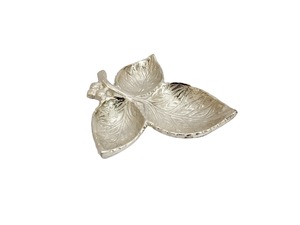 Brown Leaf Shaped Engraved Aluminum Serving Bowl & Fruit Tray <b>Decorative</b> Dinnerware for Birthday <b>Retirement</b> Party Wedding - Product Image 4
