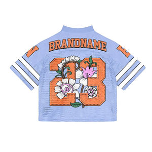 Camiseta deportiva retro personalizada de secado rápido y absorción de humedad con cuello en V para hombre, camiseta corta de fútbol con malla, camiseta cuadrada holgada tipo jersey. - Product Image 5