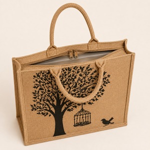 Bolsa de Yute con Logotipo Personalizado, Diseño Étnico de Dibujos Animados, Tejida, Tamaño Mediano/Grande, Gran Capacidad, Bolso de Hombro, Asa Flexiloop de Gujarat, Venta al por Menor - Product Image 3