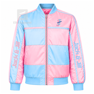 แจ็คแอนด์จิลล์ของอเมริกาเสื้อกันลมปักโลโก้สีฟ้าอ่อนและชมพูสไตล์ลำลองสำหรับทุกเพศพร้อมซับในโพลีเอสเตอร์ - Product Image 1