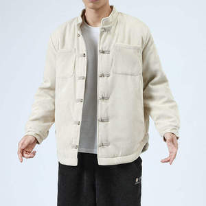 Chaquetas de Hombre con Logotipo Personalizado, Cálidas para Invierno, Estilo Casual Elegante, Cuello Redondo, Forro Grueso de Pana, Estilo Chino, Color Sólido, Acolchadas - Product Image 4
