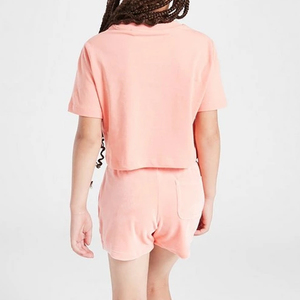 Conjunto de camiseta rosa de manga corta y pantalones cortos para bebés niñas, ropa informal de algodón de verano, 2 piezas - Product Image 1