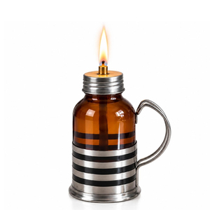 Metal & Glass Vintage <b>Oil</b> Lamp-Handmade - Product Image 1