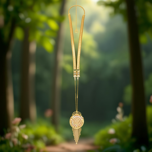 Conjunto de Joyería Fina Estilo Real-11058789GL, Collar Largo Geométrico Chapado en Oro con Circonita y Rubí CZ como Piedras Principales para Ocasiones Nupciales - Product Image 3