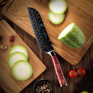 Grandsharp 7 and 5 Santoku <b>Knives</b> Professional High Carbon Stainless Steel Kitchen Santoku <b>Knives</b> Red Resin Handle - Product Image 3