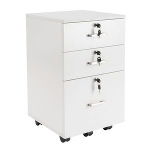 Armadietto Portadocumenti in Legno Bianco con Tre Cassetti, Mobili in Legno per Archiviazione - Product Image 2